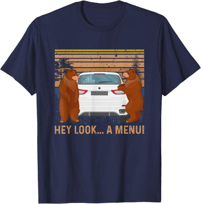 Hey Look A Menu Funny Camping Camper Vintage Bear T-Shirt