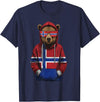 Cool Norwegian Roots Norway Norway Roots Bear Norge Norwegian Flag T-Shirt - Navy Blue