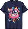 Summer Halloween Summerween Summerween Mermaid Skeleton Flamingo Summer Halloween Women T-Shirt - Navy Blue