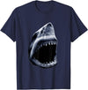 Shark Vibes Great Shark Face Graphic Ocean Bite Lovers Giant T-Shirt - Navy Blue
