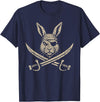 Vintage Pirate Rabbit and Crossbones Bunny Mom T-Shirt in Navy Blue