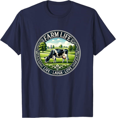 Farm Life Live Laugh Love Holstein Dairy Cow T-Shirt