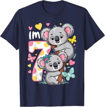 Koala Bear 7th Birthday Girl 7 Year Old Birthday Cute Koalas T-Shirt