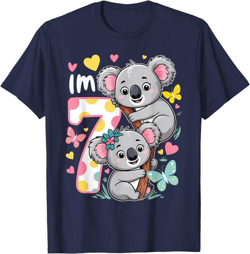 Koala Bear Lover Gift Co. Koala Bear 7th Birthday Girl 7 Year Old Birthday Cute Koalas T-Shirt - Navy Blue
