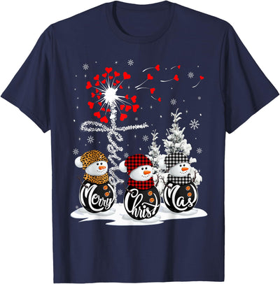 Cow Merry Christmas Snowman Leopard Buffalo Red Plaid T-Shirt