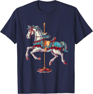 Carnival Carousel Horse Carousel Unicorn Designs Carnival Carousel Horse Carousel Unicorn T-Shirt - Navy Blue