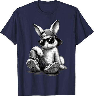 Bunny in Sunglasses and Cap Pencil Sketch Tee