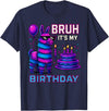 gaming gamer Birthday Llama Pinata Family Apparel Bruh It’s My Birthday Funny Llama Pinata Bday boy Kids Party T-Shirt - Navy Blue