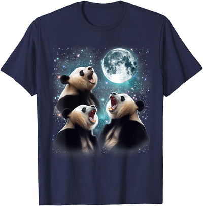 3 Panda Moon Howling Panda Head Funny for Men, Women, Kid T-Shirt