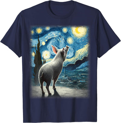 Pig Star Gazer - Artistic Van Gogh Style Starry Night Pig T-Shirt