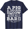Awesome BBQ Gift A Pig A Chicken And A Cow Funny BBQ Shirt BBQ Joke T-Shirt - Navy Blue