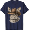 Happy Easter Y'all Rabbit Cowboy Hat Country Western Rodeo T-Shirt in Navy Blue