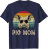 Pig Mom Vintage Retro Mothers Day Funny Gift Vintage Pig Mom Pig Lovers Mommy Mother's Day T-Shirt - Navy Blue
