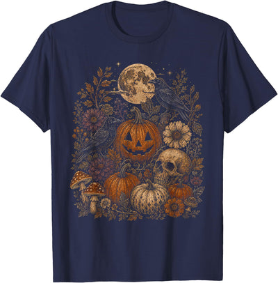Threadrock Vintage Halloween Harvest Retro Gothic Botanical T-Shirt