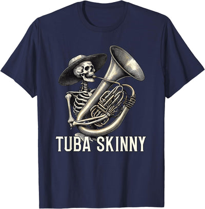 Brass Bone Threads Tuba Skinny Skeleton Jazz Band Vintage Music Graphic Tee T-Shirt