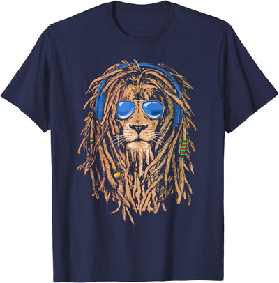 Lion with Headphones and Dreads - Awesome graphic T-shirt