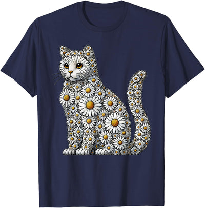 Daisies Cats Lover Flower Gardening Apparel Daisy Cat Flower Gardening Floral T-Shirt