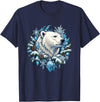 Arctic Polar Bear Winter Snowflake Pine Cone Christmas Polar Bear Snowflake Winter Wonderland T-Shirt - Navy Blue