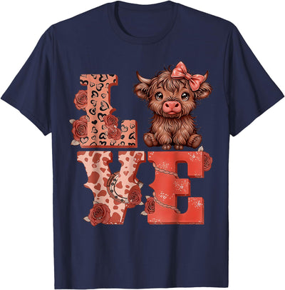 Love Highland Cow't Shir't Cow Cute T-Shirt