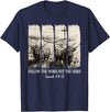 Highland Cute Cow Christian Bible Verse Follow The Word Not The Herd Christian Western Highland Cow T-Shirt - Navy Blue