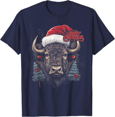 Buffalo Bison Christmas Funny Family Matching Santa Holiday T-Shirt