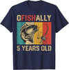 Vintage Fishing Fisherman Birthday Gifts Ofishally 5 Years Old Funny Fishing Birthday Fisherman T-Shirt - Navy Blue