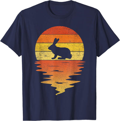 Retro Sunset Rabbit Silhouette T-Shirt