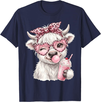 Scottish Highland Cow Eating Bubblegum T-Shirt