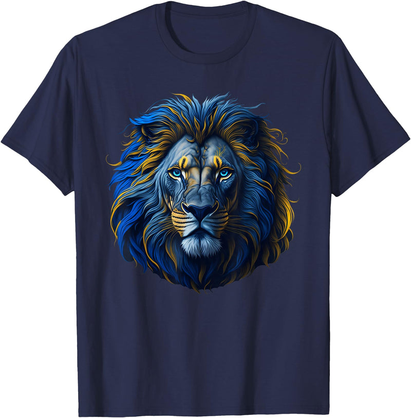Lions, Astrology And Horoscope Tees Lion colorful lions King Of Animals From Africa T-Shirt - Navy Blue