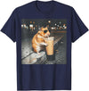 Hamster Drinking Iced Coffee Funny Animal Meme Men Women T-Shirt - Navy Blue