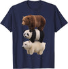 Funny Stacked Bear Panda Polar Bear Animal We Bears Realistic Stacked Bares Meme Animal T-Shirt - Navy Blue