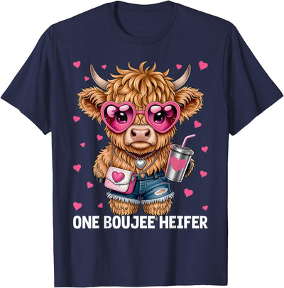 Adorable Highland Cow One Boujee Heifer T-Shirt