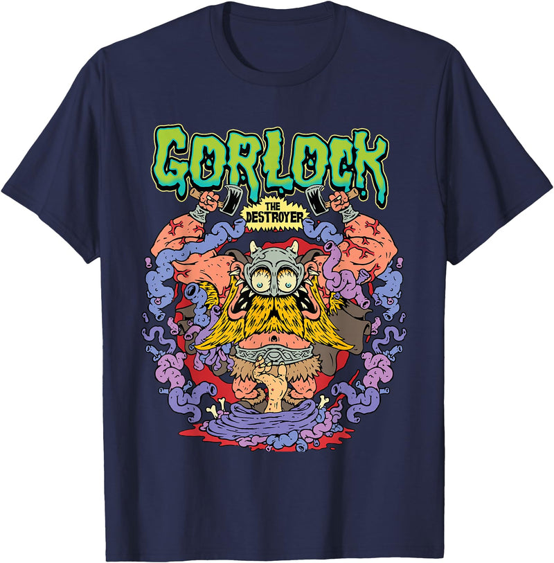 Monsters and Martians Gorlock the Destroyer Viking Warrior Barbarian Funny Meme T-Shirt - Navy Blue
