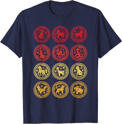 Chinese Zodiac Signs Outfits Co. Zodiac Lunar Signs Happy Chinese New Year Of The Horse 2026 T-Shirt
