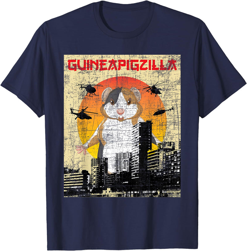 Funny Guinea Pig Shirts Guineapigzilla - Guinea Pig Animal Lover Rodent Pet Owner T-Shirt - Navy Blue