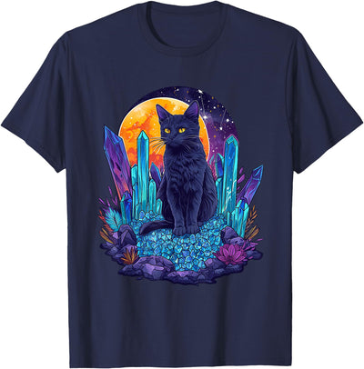 Neko Crystal Forest Healing The Celestial Cat of the Crystal Forest T-Shirt