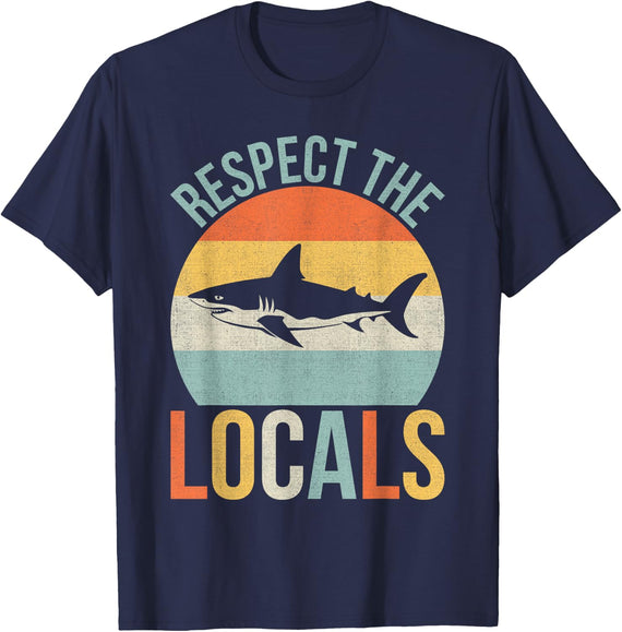 Respect The Local Save The Shark Ocean Animal Rights T-Shirt - Navy Blue