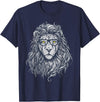 Wise Animal Cool Lion in Glasses Hipster Funny Nerd Humor T-Shirt - Navy Blue