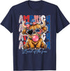 Cute Cow Creations Highland Cow 4th of July, Patriotic Cowgirl Bow Design T-Shirt - Navy Blue