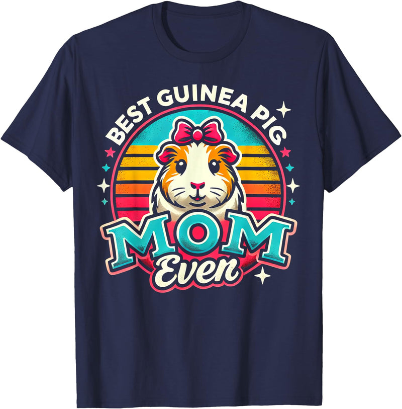 Guinea Pig Mom BY TEERA Guinea Pig Mom Funny Guinea Pigs Lover Owner Women T-Shirt - Navy Blue