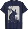 Rabbit Lover, Rabbit and Moon Small T-Shirt in Navy Blue