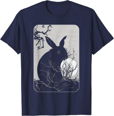 Black Rabbit Silhouette Moon Bare Branches T-Shirt