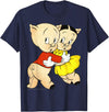 Looney Tunes Porky & Petunia Pig Portrait T-Shirt - Navy Blue
