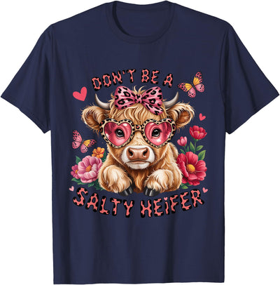 Salty Heifer Cow Lover Funny Highland Cow T-Shirt