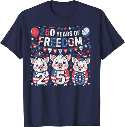 250th America Funny Pigs Patriotic 250 Years of Freedom T-Shirt