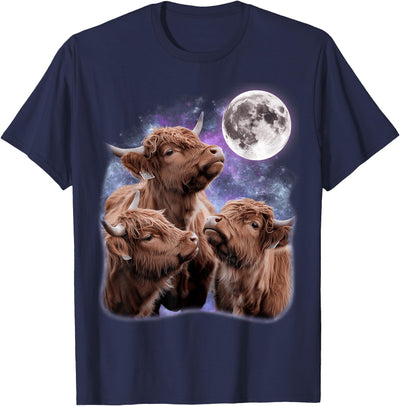 Highland Cow Howling at the Moon Meme Funny Cow Lover T-Shirt