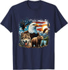USA Animals Bald Eagles Grizzly Bear Wolf Wilderness Nature T-Shirt - Navy Blue