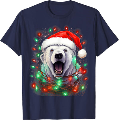 Xmas Polar Bear Tangled Christmas Lights T-Shirt