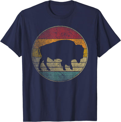 Cow Buffalo Distressed Retro Bison Animal Lover Dad T-Shirt