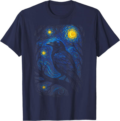 Raven Art Designs Raven Starry Night - Literature Halloween T-Shirt